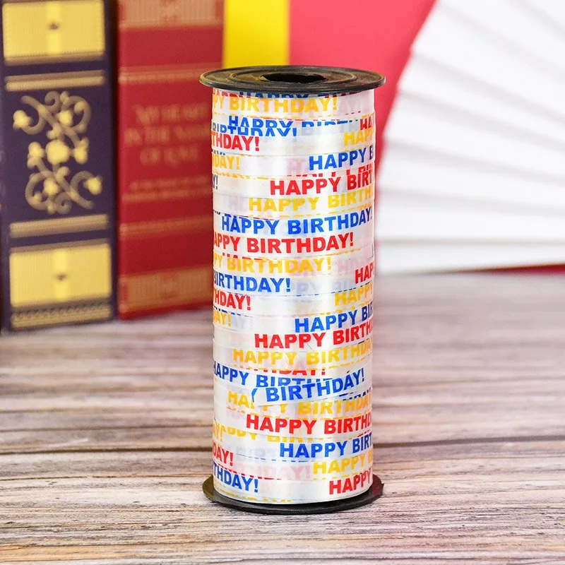 1/3 Rollen 100 Yards/Rolle Happy Birthday Bedrucktes Gekräuseltes Kräuselband Ballonband Geschenkband für Partys