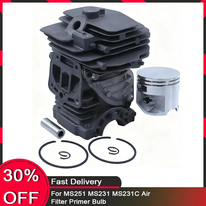 

44mm Cylinder Piston Kit Fit For MS251 MS231 MS231C Air Filter Primer Bulb