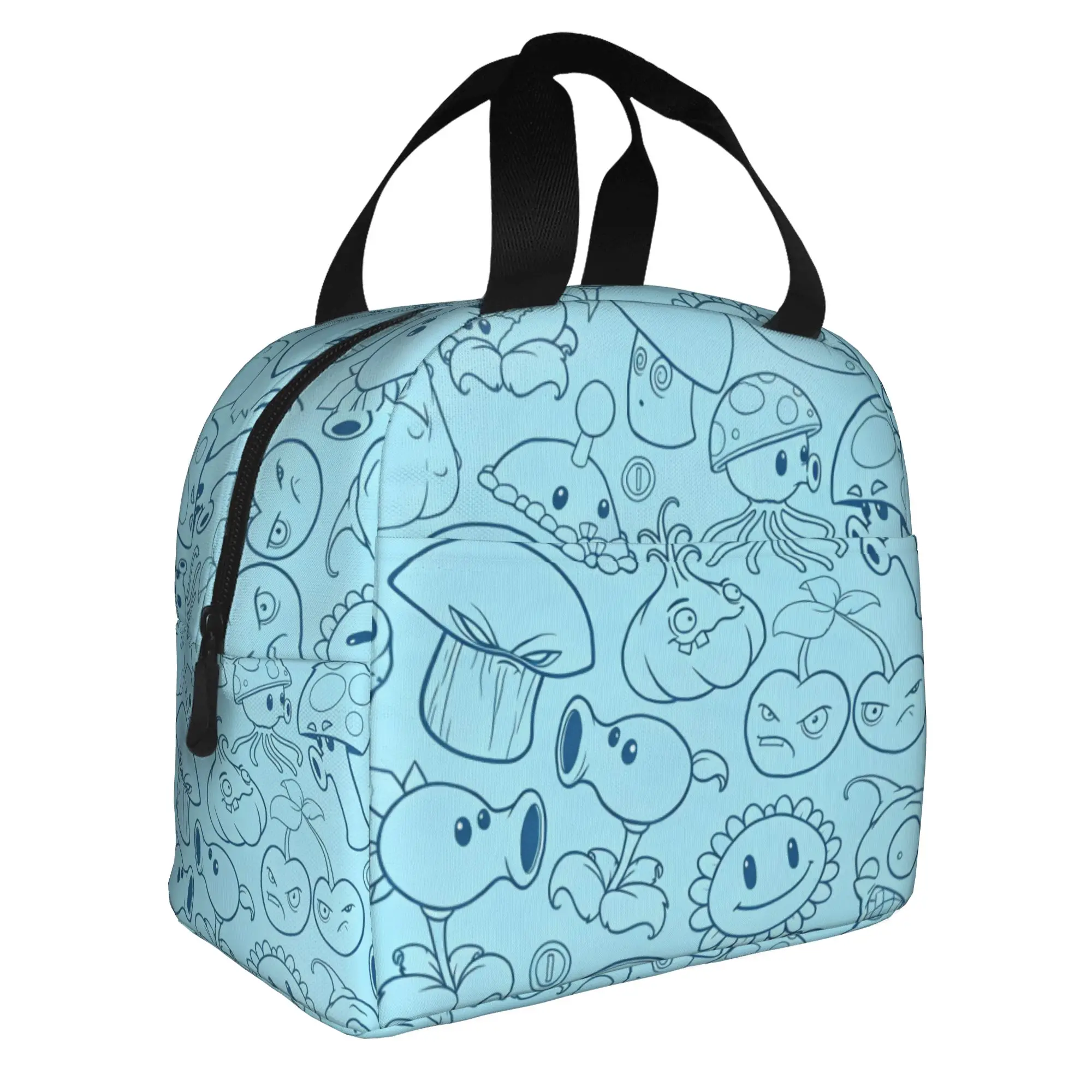 P-Plantsed Vs. Zombiesed Lunch Bag Women Funny Game Vegetable Print Cooler Warm Insulated Lunch Boxes for School