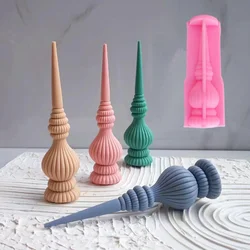 DIY Tall Ribbed Pillar Candle Molds Taper Spiral Silicone Mould Geometric Soy Wax Mold Vase shaped candle mold Roman column mold
