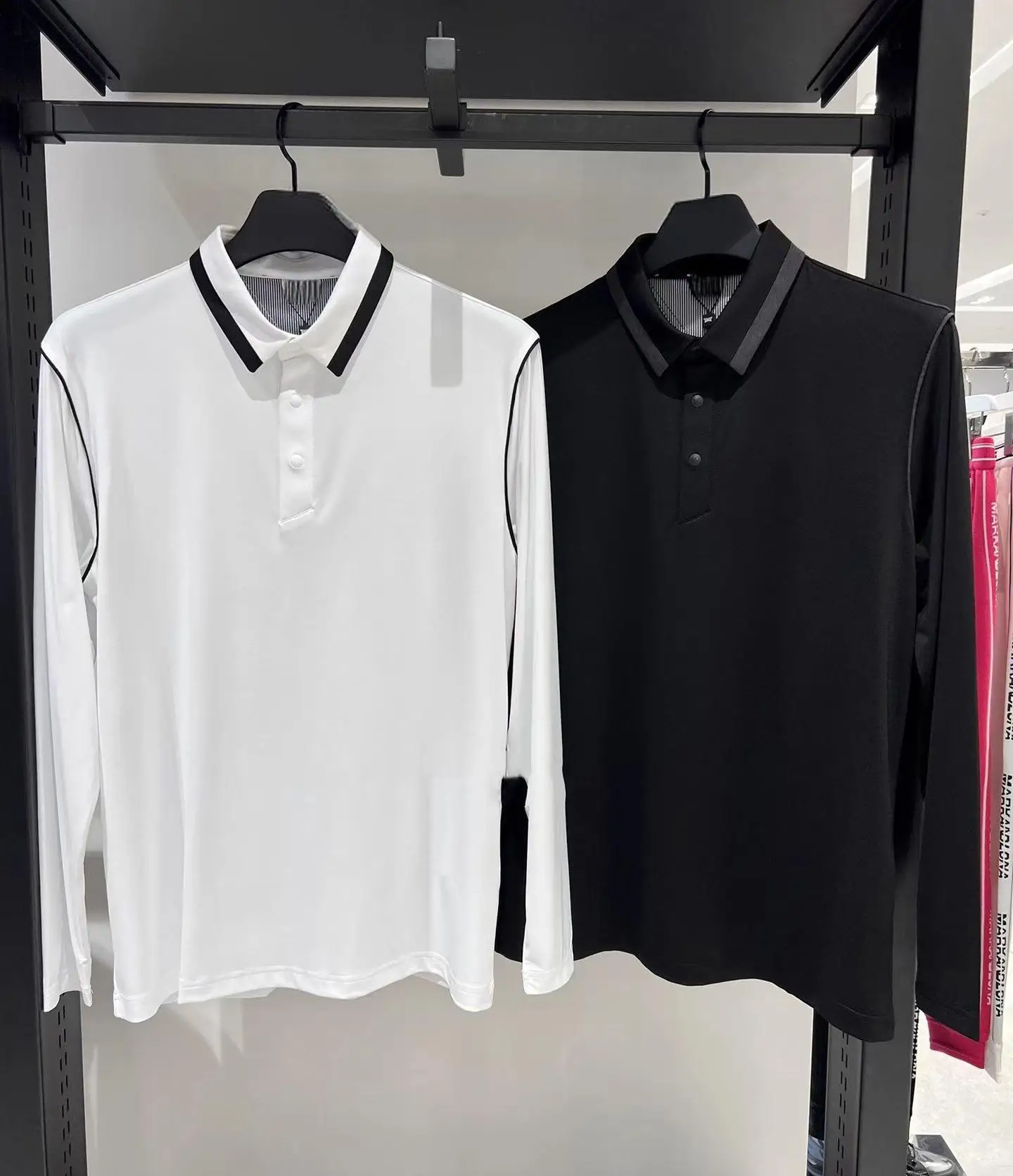 Clearance Sale-Mens Athletic Golf Long Sleeve Top Spliced Knit Quick Dry Moisture Wicking Elastic Outdoor Golf Wear