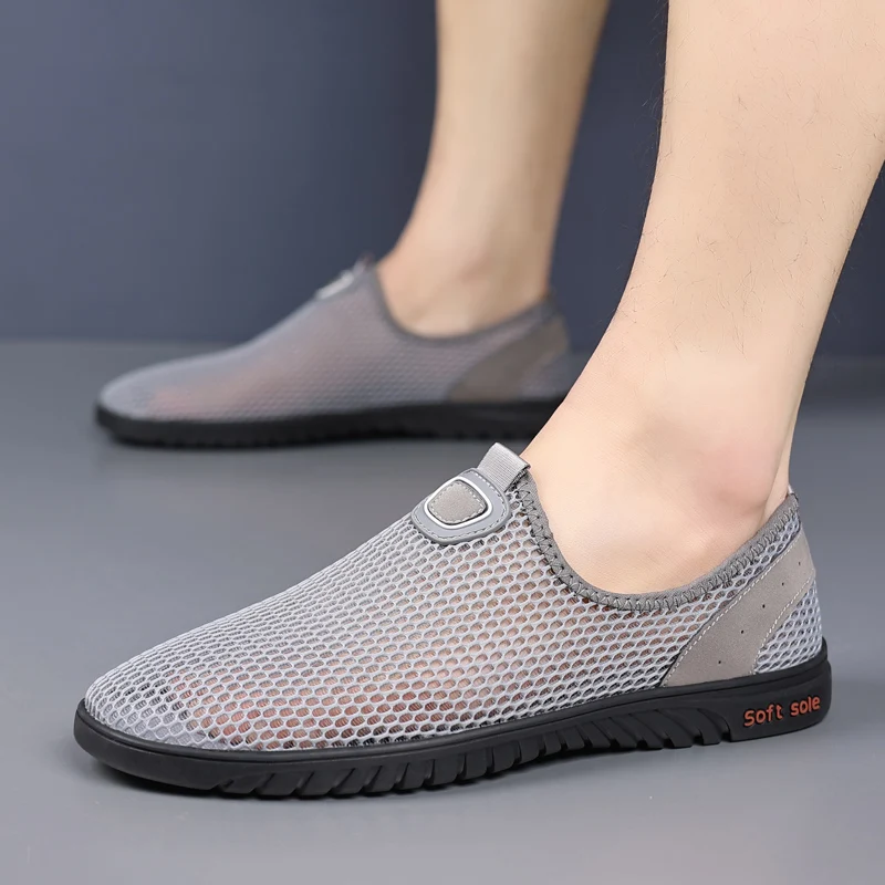 MAEDEF-Sandales Ajourées en Maille pour Homme, Mocassins Peu Profonds, Chaussures de Styliste Confortables et Décontractées, Nouvelle Collection Été 2024