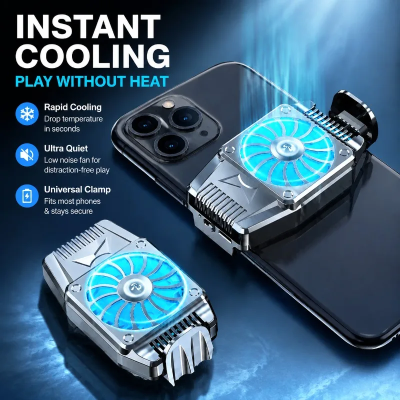 Phone Cooler Semiconductor Cooling Fan Universal Clamp Charging Cooling Gadget for Phone