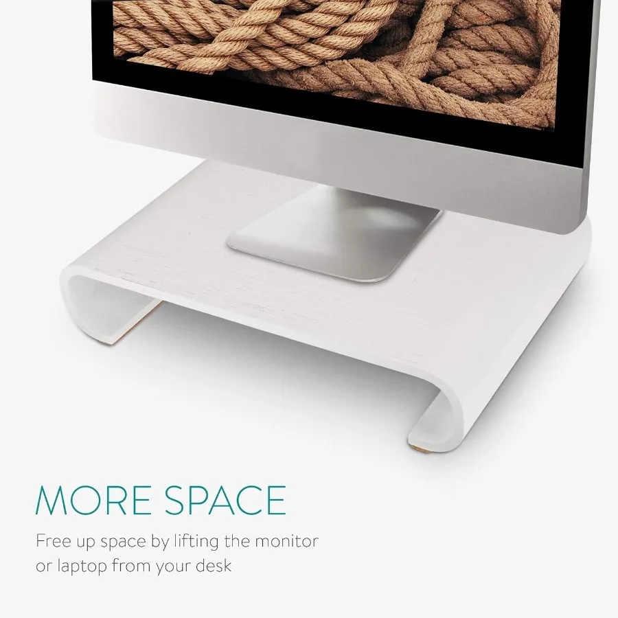 Navaris Holz-Monitorständer-Riser – Computertisch-Organizer, Desktop-Dock, Holzhalterung, Display für PC, TV, Bildschirm, Notebook, Laptop –