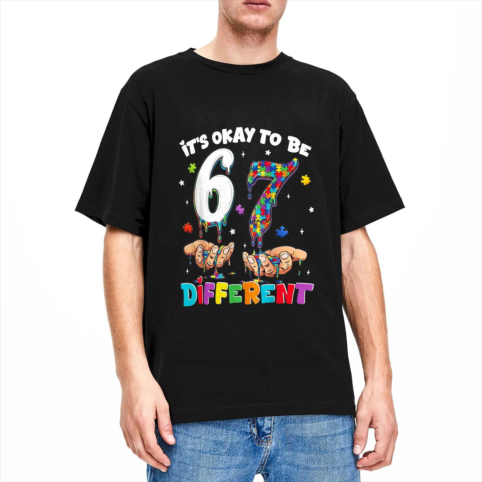Six Seven Autism Awareness 6 7 Meme Its Ok to Be Different T Shirt Summer Hipster T Shirts Man Cotton O Neck Oversize Tees
