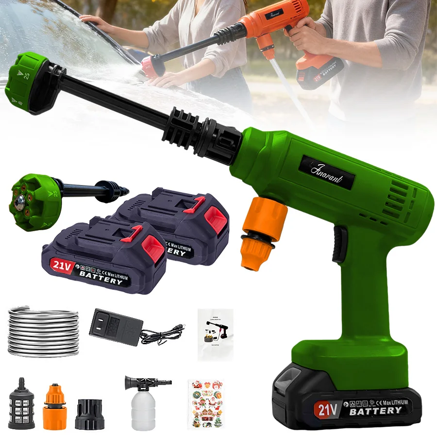 

New 6-in-1 Portable Cordless High Pressure Car Wash Gun, Double High Capacity Lithium Battery for Car, Yard and Garden Cleaning