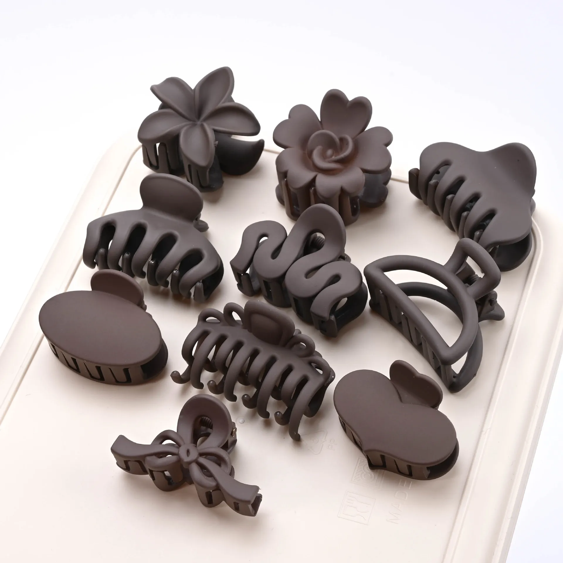 10Pcs Korean Frosted Flower Bow Small Hair Claws Clip Elegant Acrylic Hairpin Barrette Headwear For Women Girls Hair Accessories