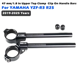 47mm, 1.85 in Motorcycle Racing Upper Top Clamp Clip On Fork Tube Handle Bar HandleBar Fit for YAMAHA YZF-R3, R25, 2019-2025
