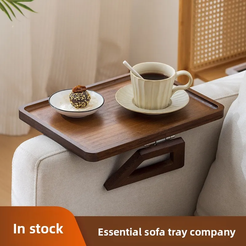Bamboo Folding Tray Non-slip Tea Tray Sofa Armrest Table Square Clip Tea Tray Saves Space