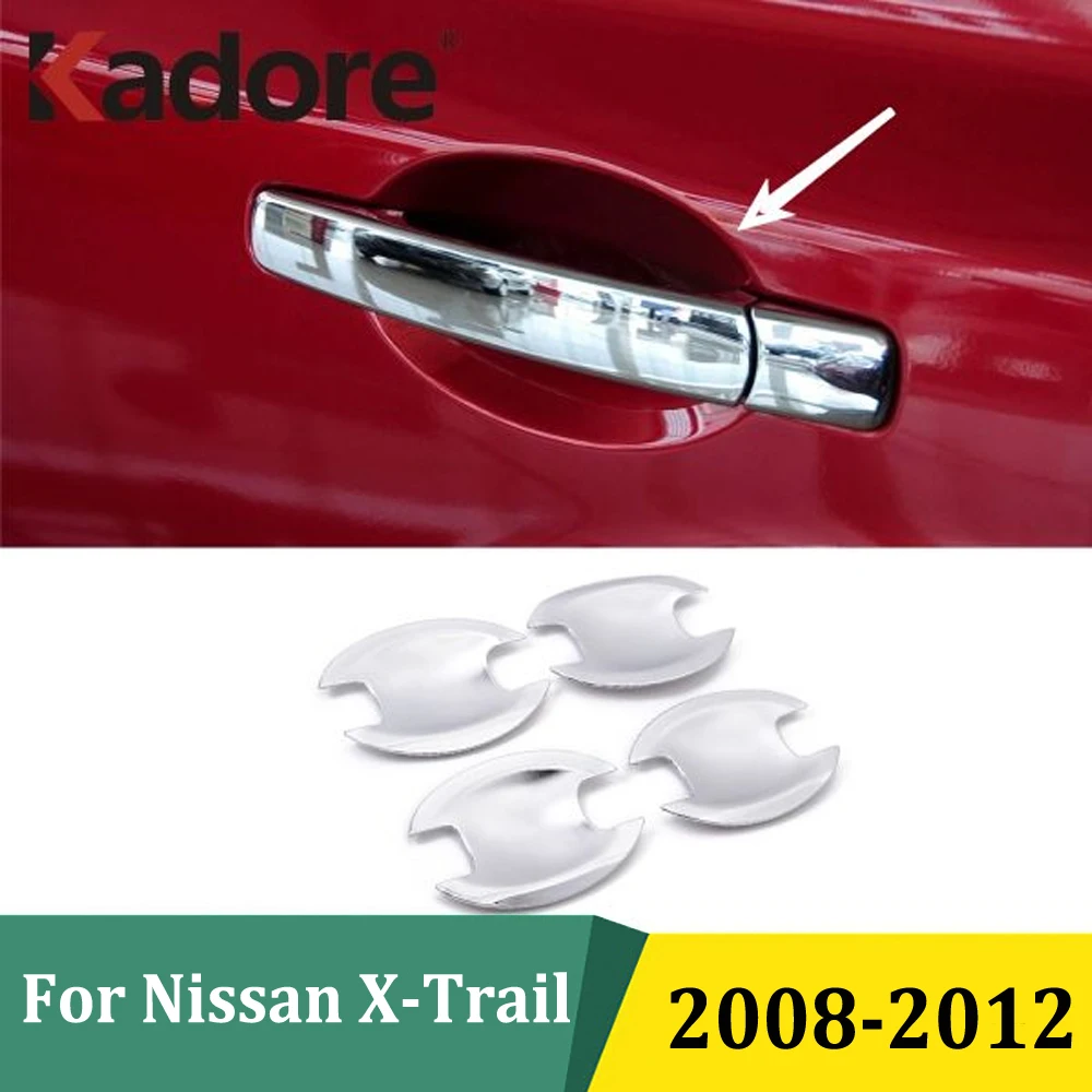 

For Nissan X-Trail 2008 2009 2010 2011 2012 Chrome Side Door Handle Bowl Cover Trim Car Sticker Exterior Accessories