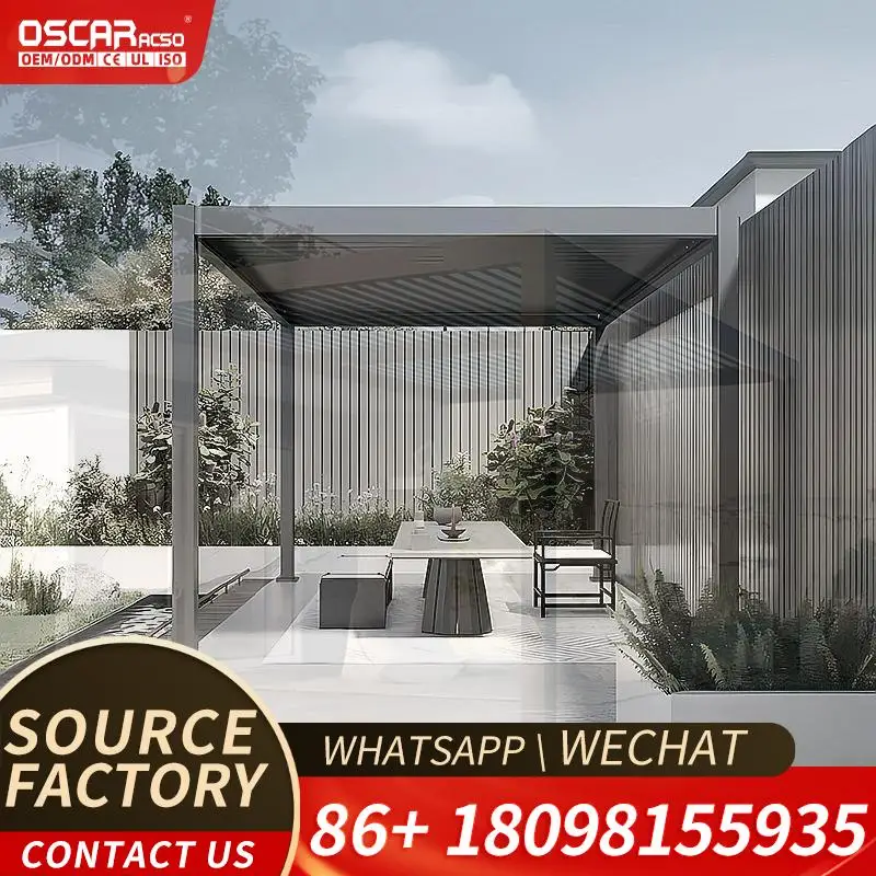 3x3 3x4 4x4 6x4m Factory Wholesale Outdoor Bioclimatic Aluminium Louvered Pergola With Motorized Screen Patio Set For Garden Bac