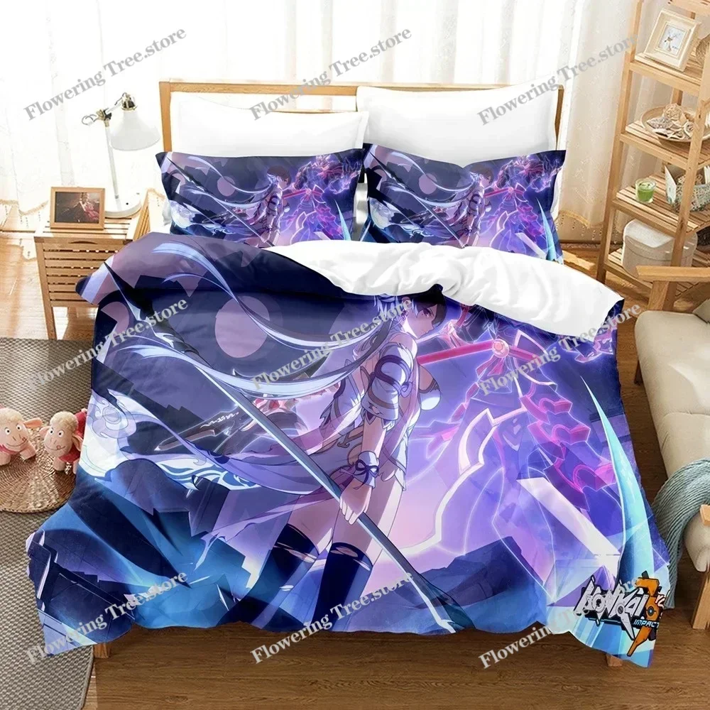 

3D Anime Honkai Impact 3rd Bedding Set Printed Decorative Duvet Cover Set Bedclothes Quilt Cover Home For aldult kid teen