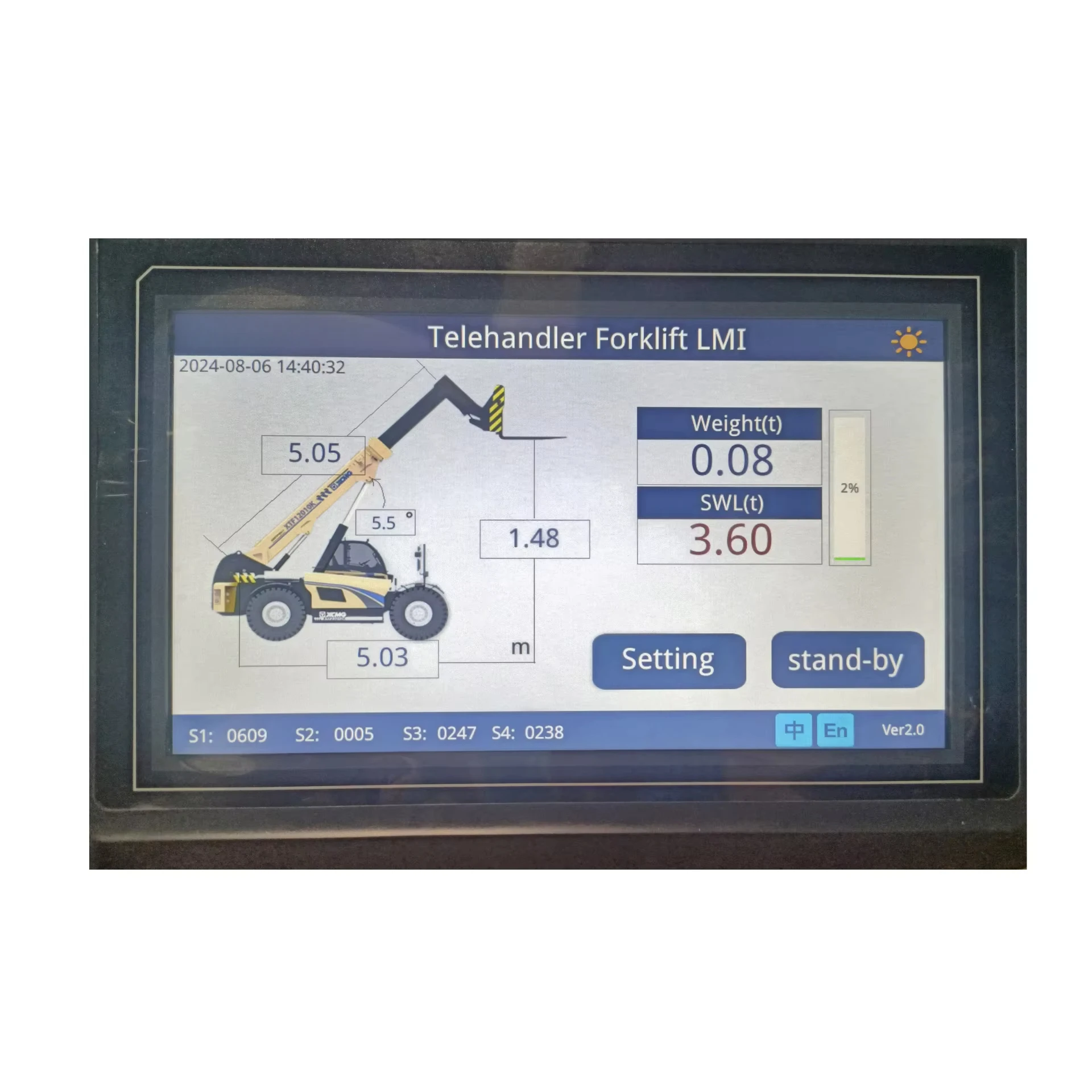 Professional High Quality Telehandler Forklift Indicator display weight/height/radius/angle electronic load measuring instrument