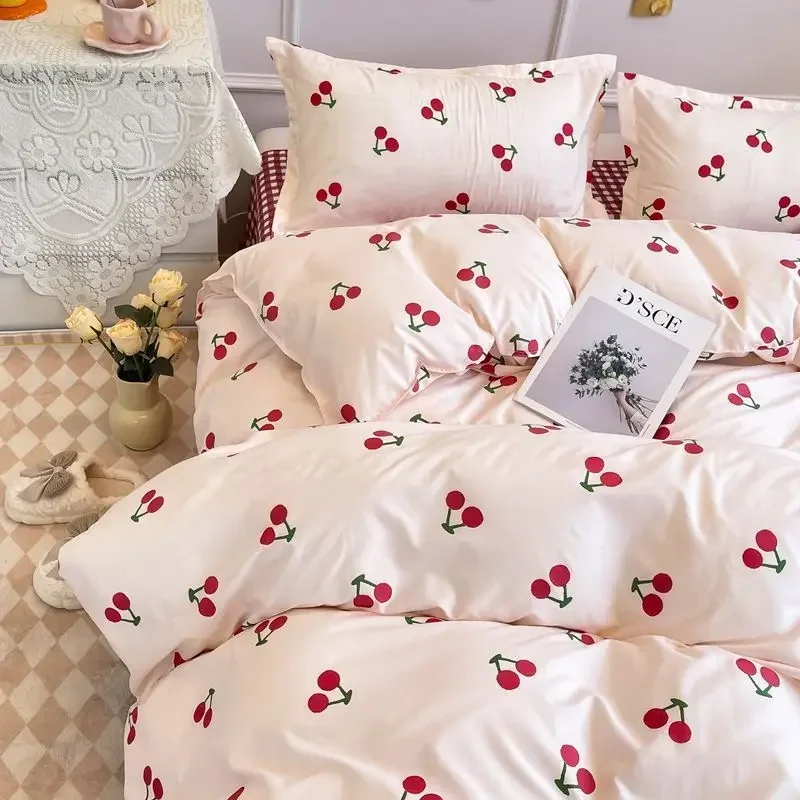 ‌Countryside Floral Duvet Cover Set - All-Season Hypoallergenic Bedding with Breathable Cotton Fabric