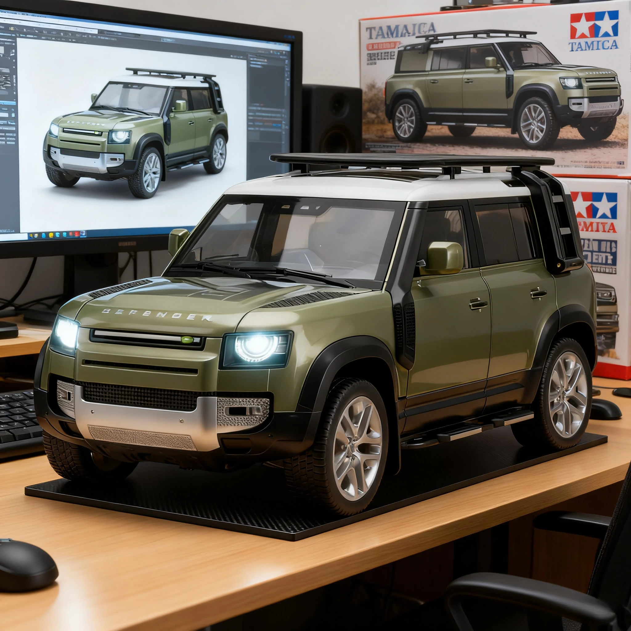 Large 1:18 Land Rover Defender SUV Off-road Alloy Model Car Diecast Toy Car Collection Simulation Sound Light Children Day Gifts
