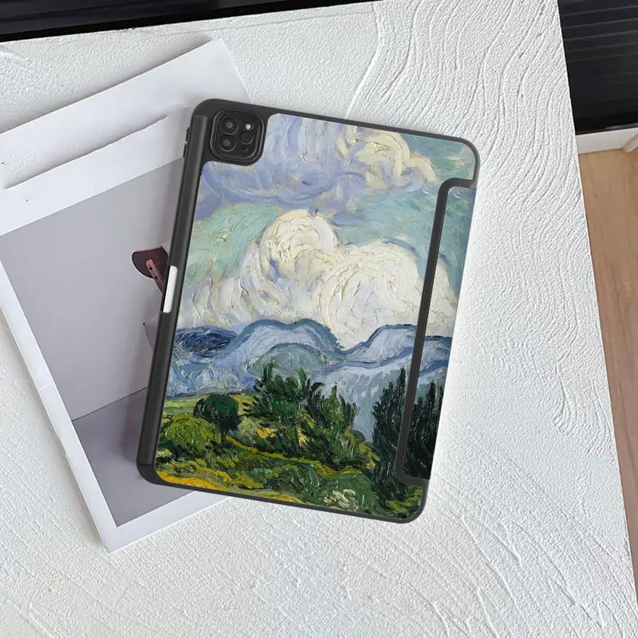 Holder Cover Tablet Case For iPad Pro 2025 Air 4 5 M3 M2 1 2 M4 11inch Pro 11th 10th 9th 8th 7th 12.9inch Mini 6 7 Oil Painting