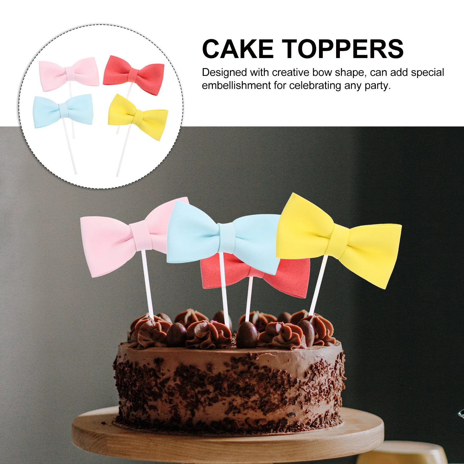 

8 Pcs Decoration Colorful Bow Cake Topper Picks Decorations Wedding Toppers Birthday Cupcake Baby