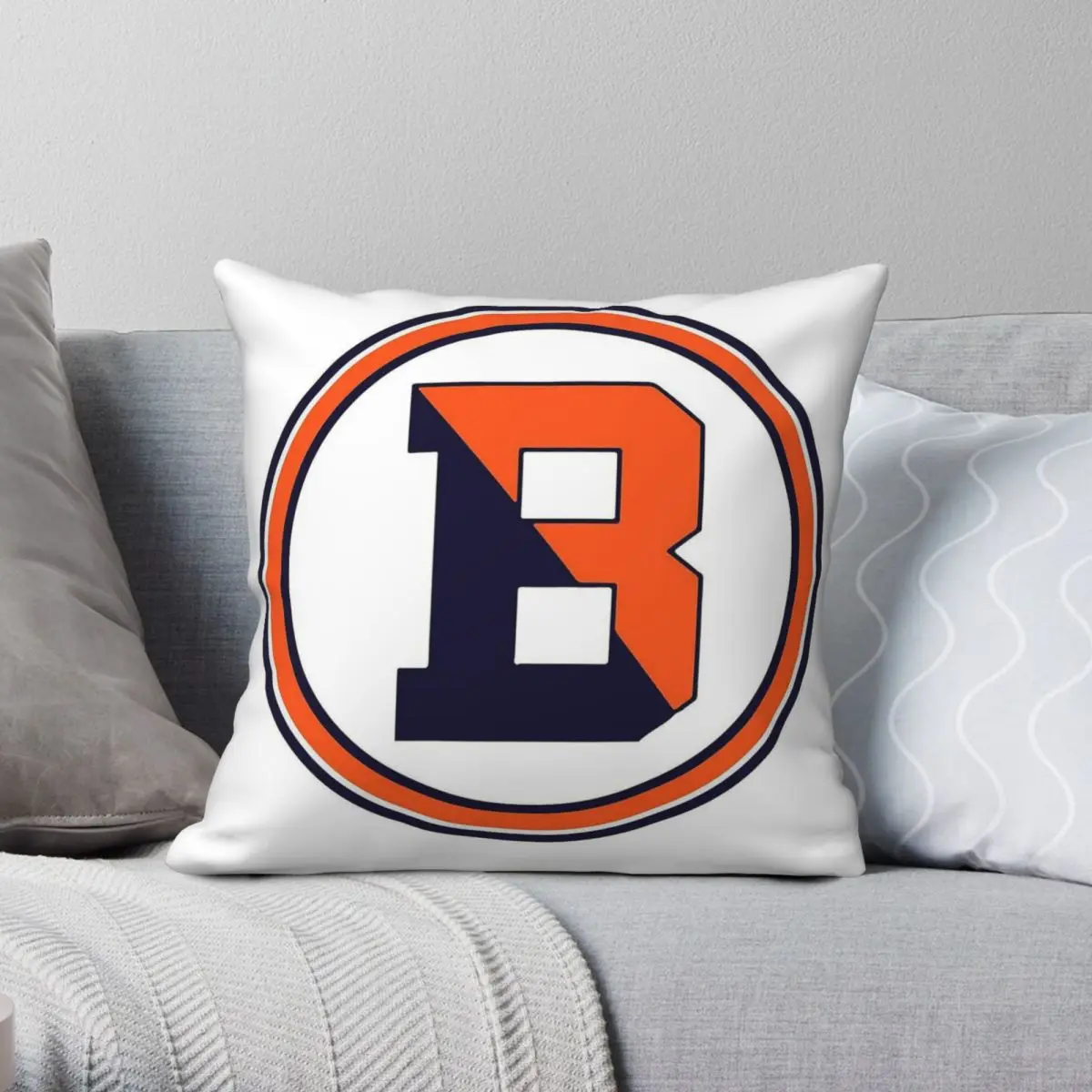 Bucknell Emblem Square Pillowcase Polyester Linen Velvet Printed Zip Decorative Car Cushion Cover