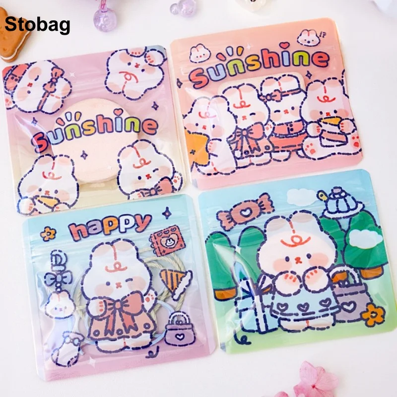 

StoBag 10pcs Transparent Cartoon Candy Snack Packaging Ziplock Bags Cute Small Kids Children Plastic Sealed Food Storage Clear