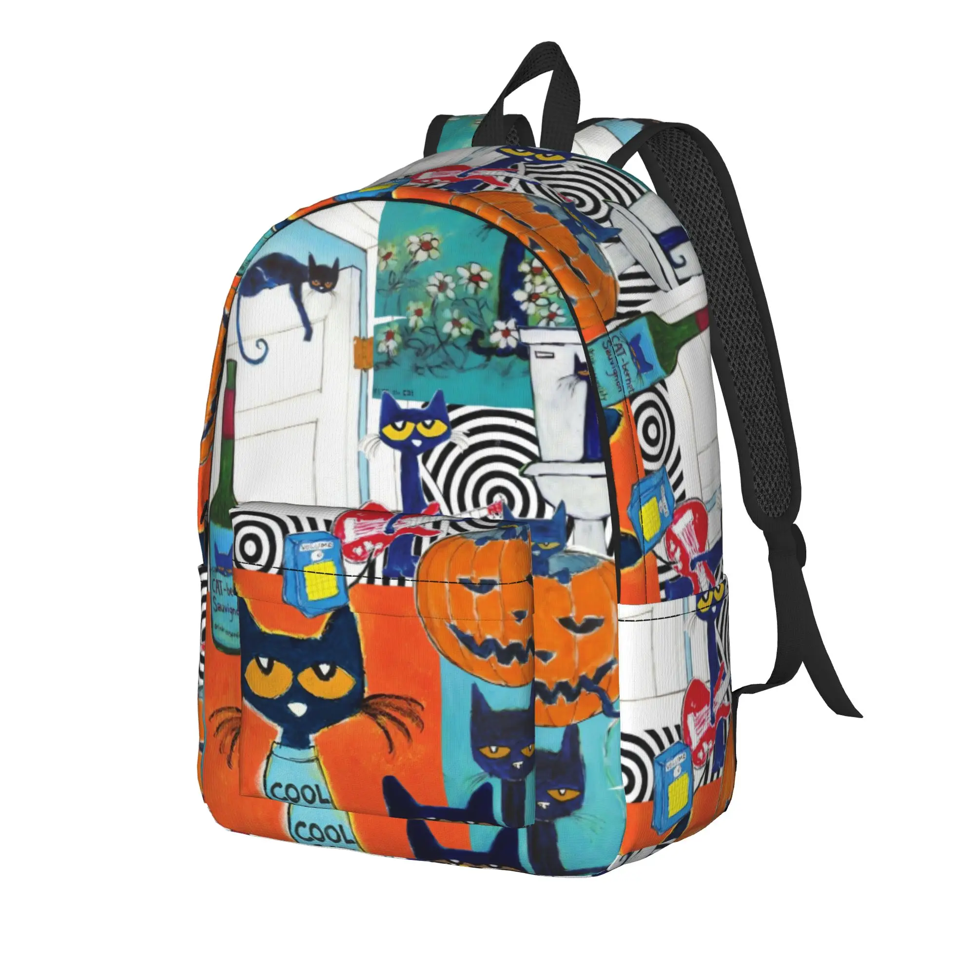 Pete the Cat and His White Shoes Backpack Student Unisex  Lightweight Backpacks High School Bags Camping Colorful Rucksack