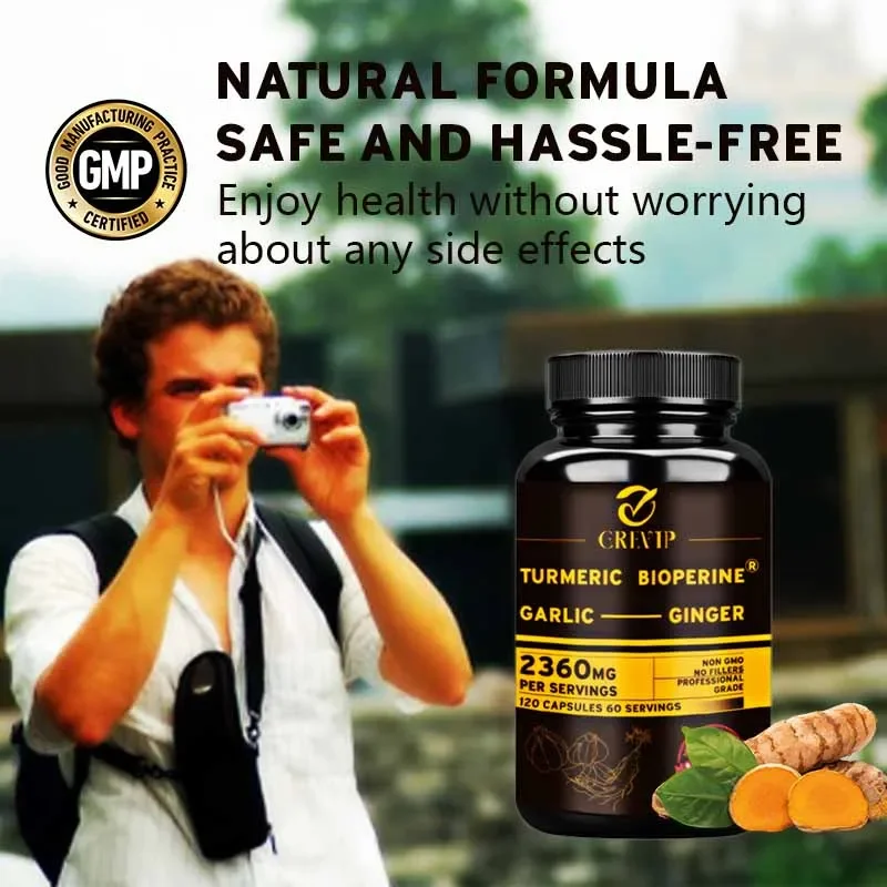 مكمل زنجبيل الكركم 4 في 1 - مع كيركمين الثوم والفلفل الأسود - المفاصل، ودعم المناعة، ويحسن مكمل الهضم