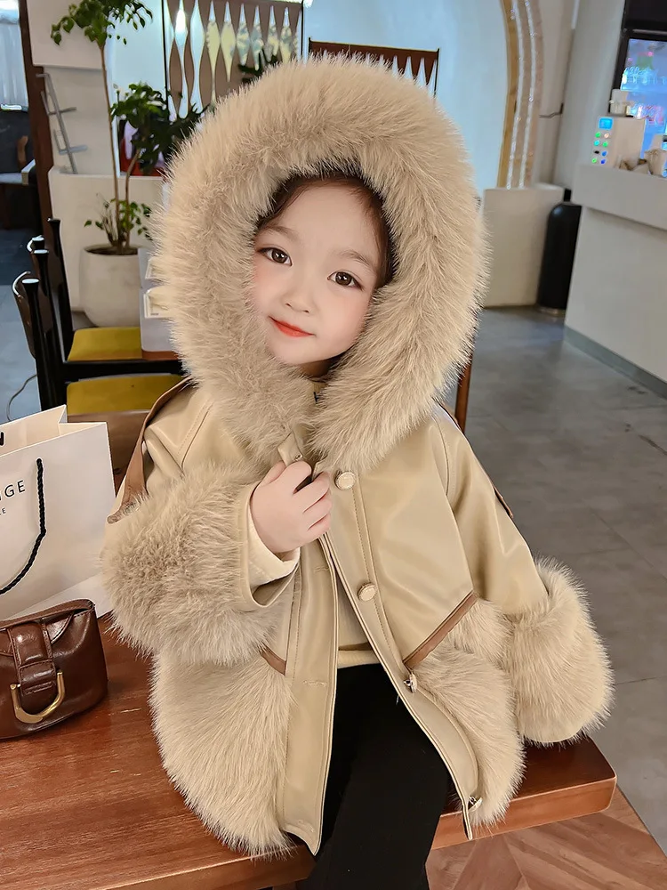 Winter Jacket Kids Girl Parkas Warm Velvet Faux Fur Coat For Girls Children Sequin Winter Clothes Soft Party Baby Girl Coats