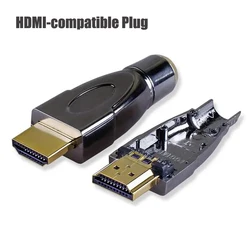 Conector de soldadura HDMI con carcasa de Metal, enchufe compatible con HDMI, conectores de Cable de datos HD de alta velocidad para ordenador, TV, cobre puro