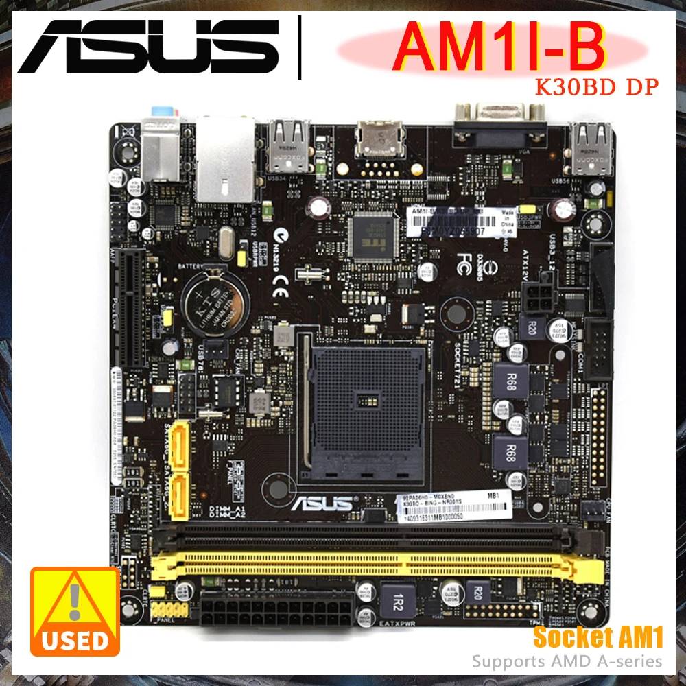 

ASUS AM1I-B/K30BD DP Mini ITX Motherboard Set Motherboard With Cpu card DDR3 AMD A320 PCI-E 3.0 SATA2 USB2.0 17*17CM Office