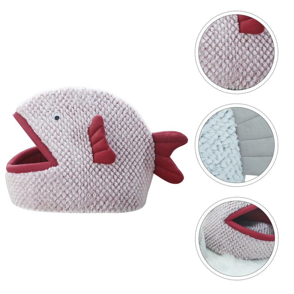 

1Pcs Fish Shaped Pet House Durable Lightweight Half Closed Dog Cat Bed Warm Soft Nest for Small Pets Puppy Hedgehog Mouse