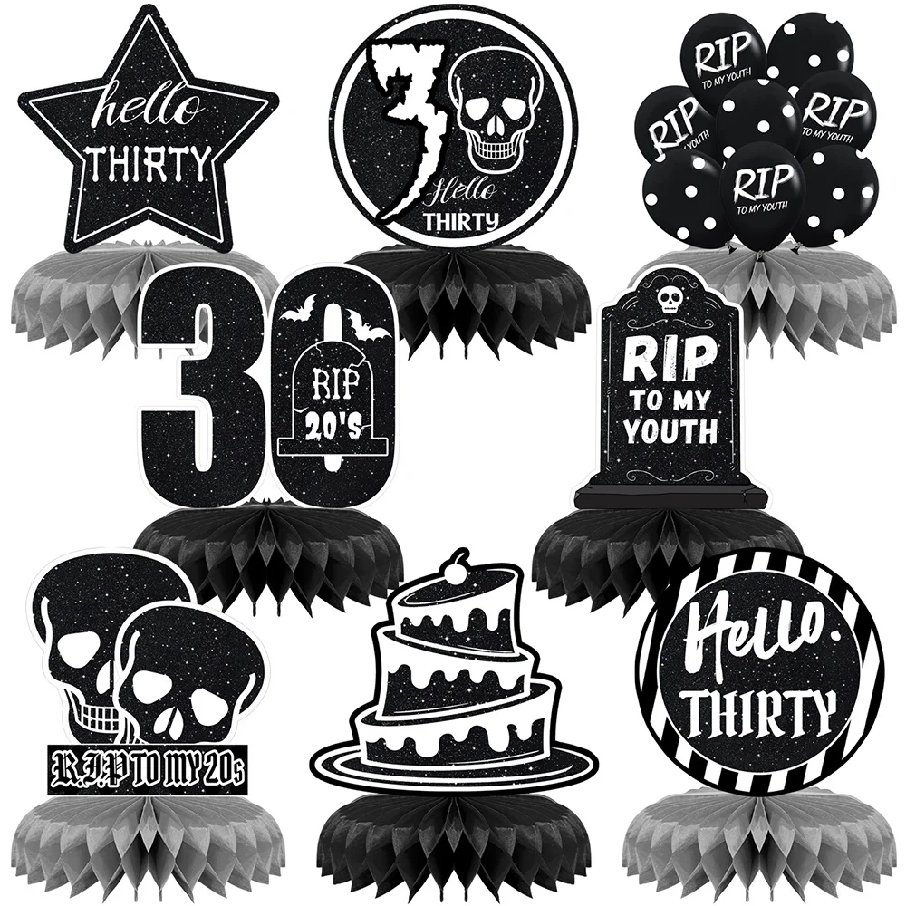 

8 Pcs Rip 20s Birthday Decorations 30th Birthday Party Party Supplies 30th Birthday Men Women Honeycomb Centerpieces Table Decor