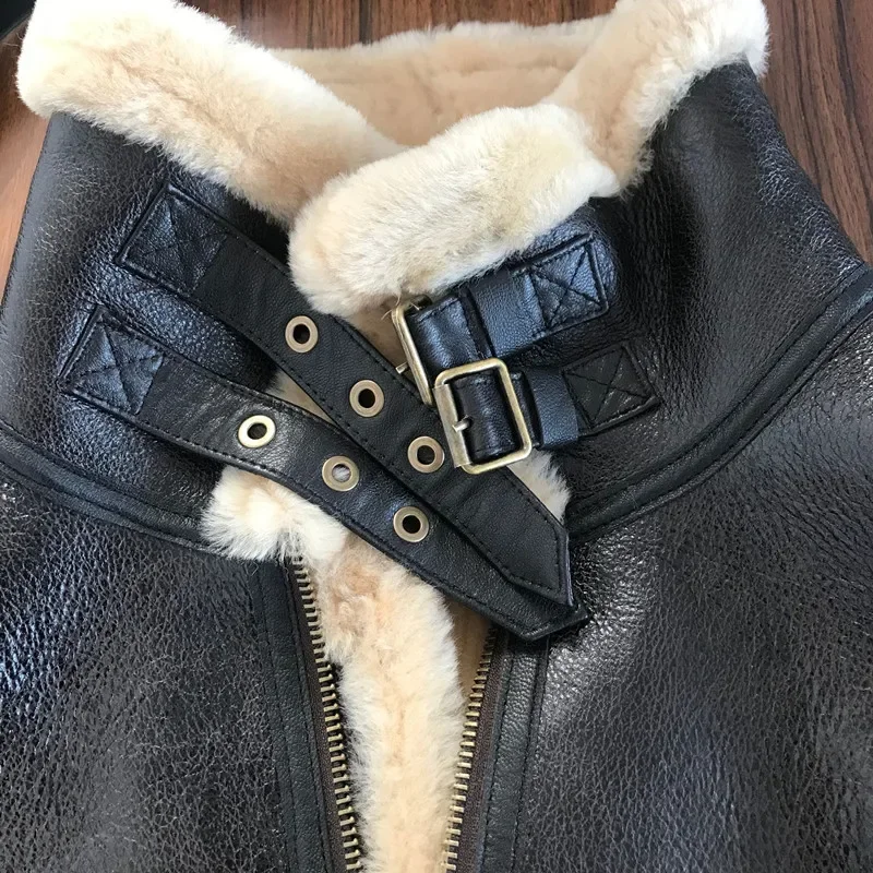 Nature Fur Men Original Sheepskin Fur Genuine Leather Jacket Men\'s Motorcycle Jacket Thick Real Leather Top Man Winter Coat 2022