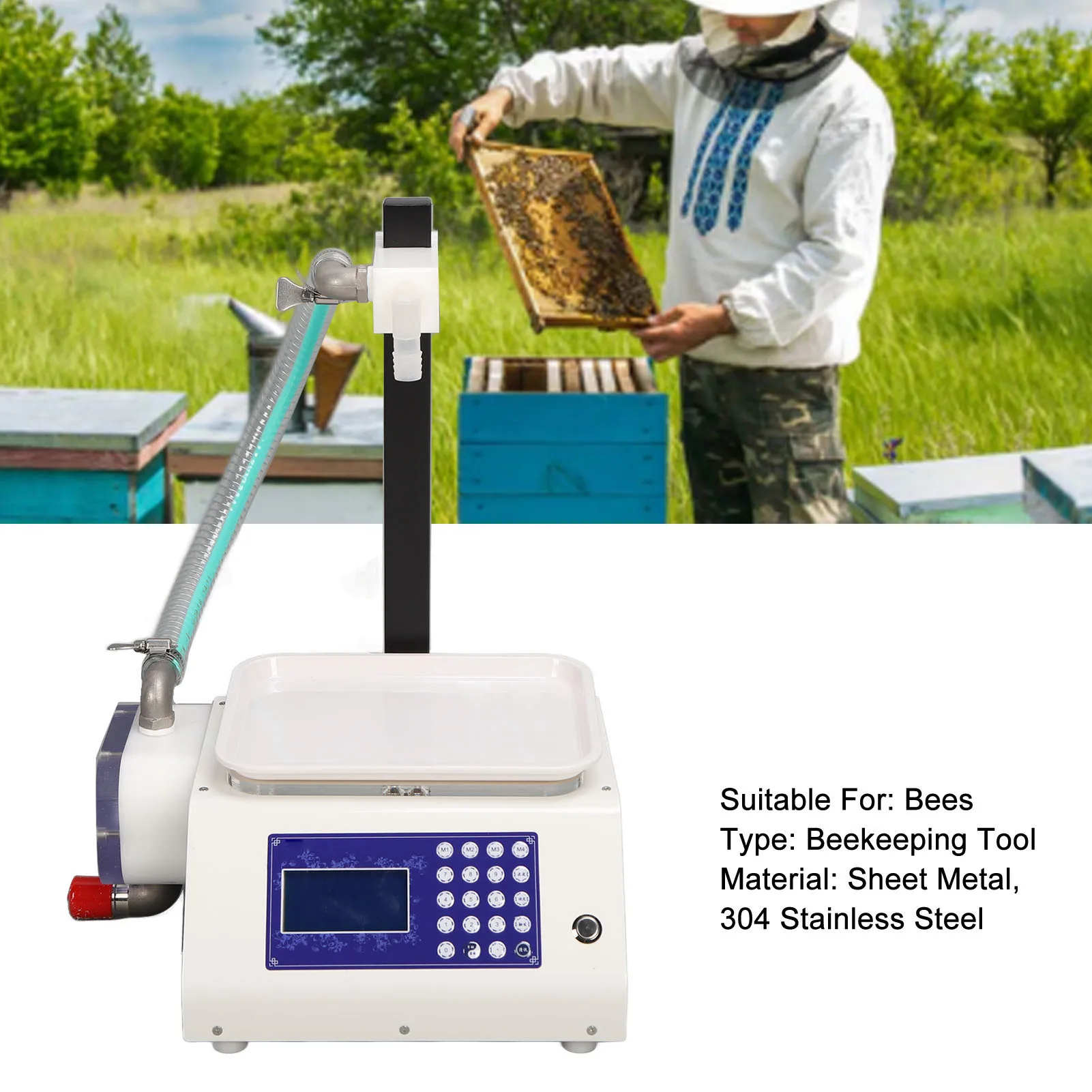 꿀 충전 기계 정량 조절식 리프팅 로드 병 충전기 꿀벌 사육용 금속 쉘 시트