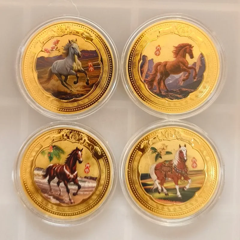 

New Zodiac Horse Colored Coin Commemorative Medal Metal Crafts Birthday Event Gifts 2026 Year of the Horse Collectibles Coins