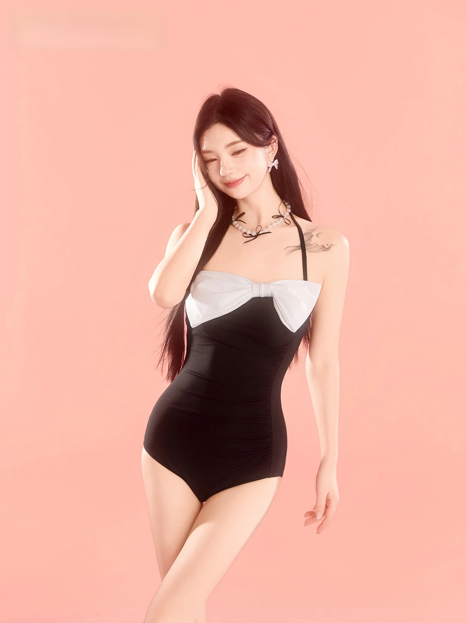 Bikini Swimsuit Women's One-Piece Backless Hanging Neck Beach Private Hot Spring Sensation High-End  Knot Design