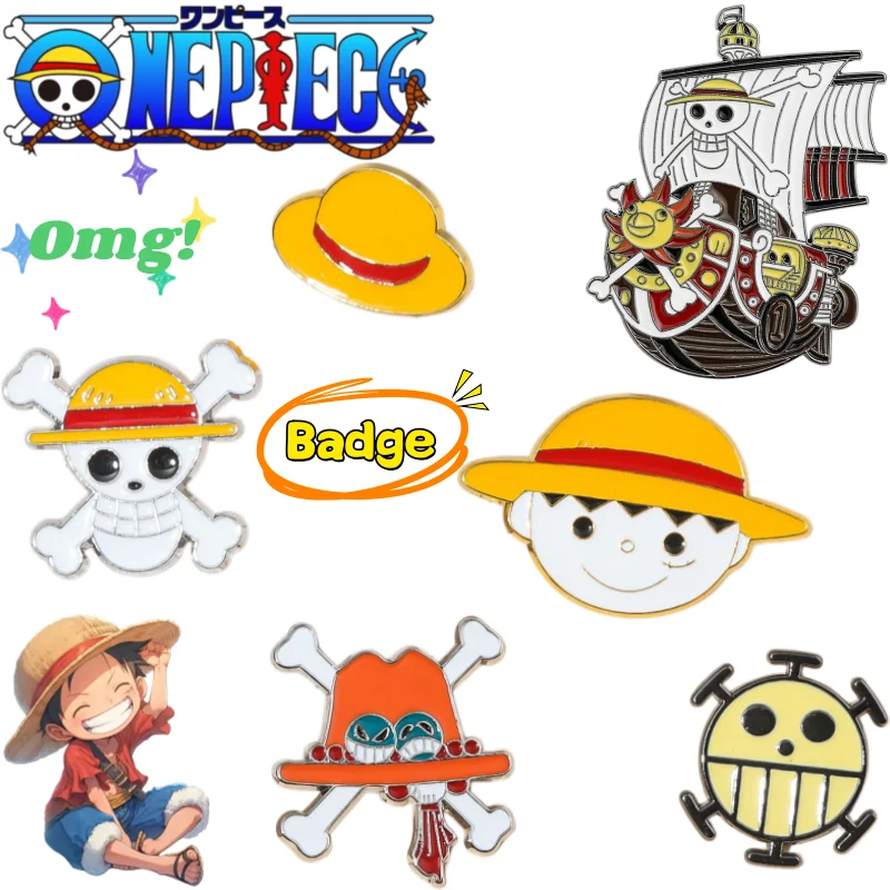 

One Piece Luffy Sanji Metal Badge Creative High Color Value Cartoon Doll Print Men's and Women's School Bag Clothes Decoration