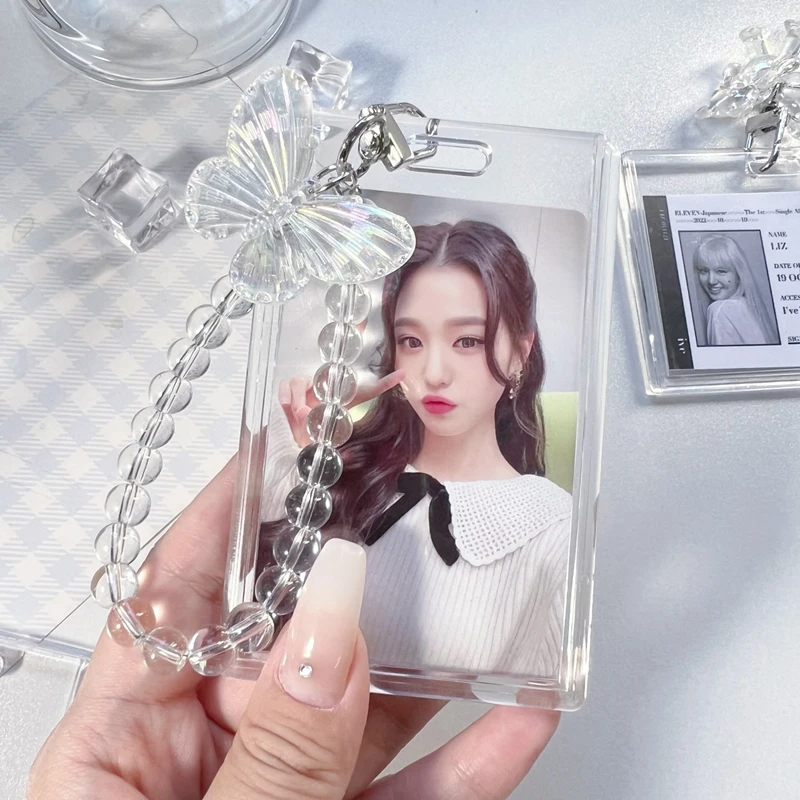 

INS InsCrystal Butterfly Photocard Holder 3 Inch ID Bank Card Photo Display Holder Photo Sleeve Card Protective Case Pendant