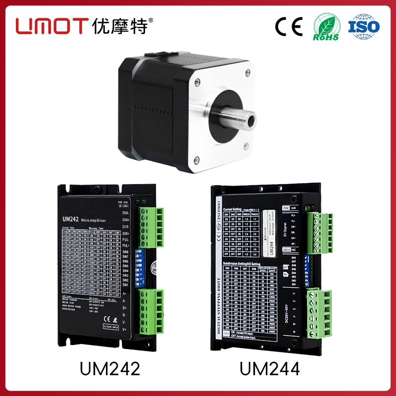 

UMOT DC 24V 1.68A 8mm Shaft Diameter 0.4Nm 42*40mm Nema 17 Double Hollow Shaft Stepper Motors for Mill Cut Cnc Engraving Machine