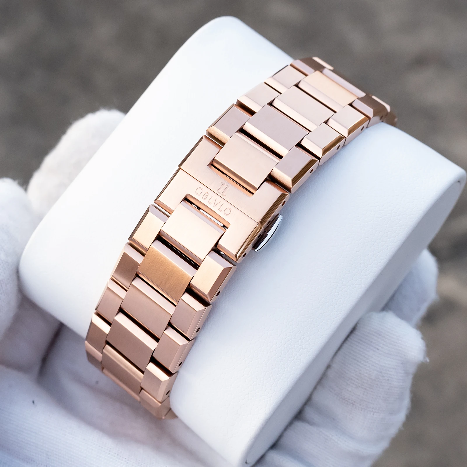 OBLVLO Мужские модные механические автоматические часы Cyber Planet Wheel Design Розовое золото Черный циферблат Светящиеся водонепроницаемые военные часы