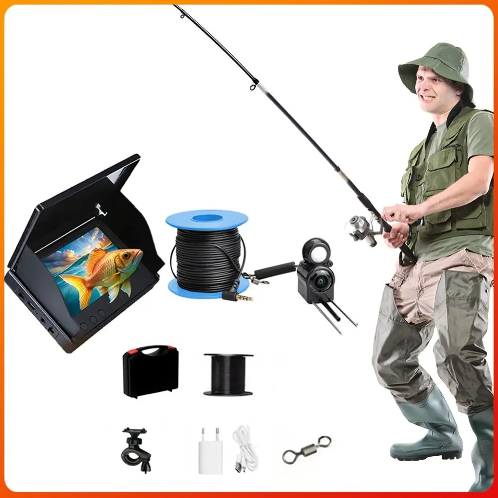 

Underwater Fishing Camera 4.3 Inch IPS Monitor Ice Fishing Fish Finder 220° Portable Video Fish Finder Night Vision for ICE/Sea