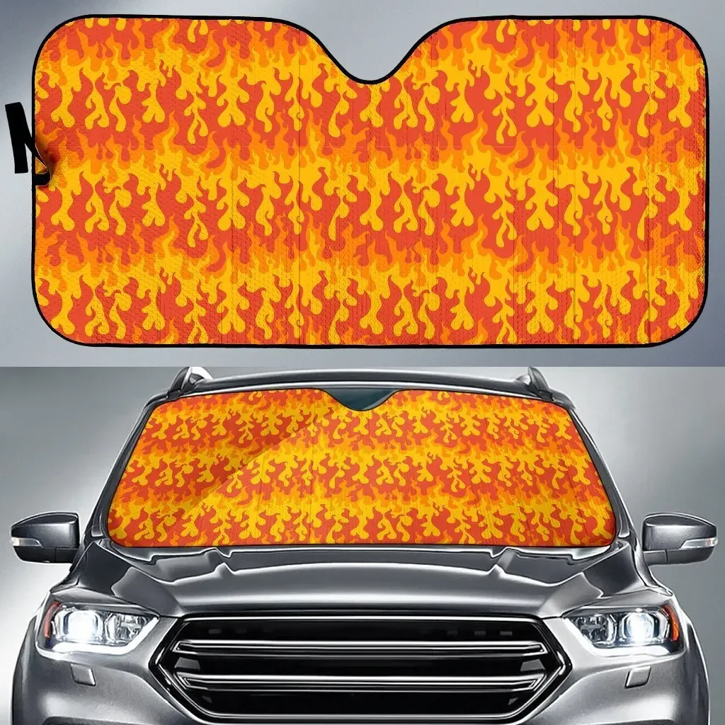 Fire Flame Print Pattern Auto Sun Shade Car Windshield Window Cover Sunshade