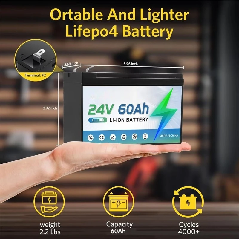 24V Battery High Capacity Durable 40Ah 50Ah 60Ah With BMS For Wheelchair RV Solar Energy Storage Safe Stable Output