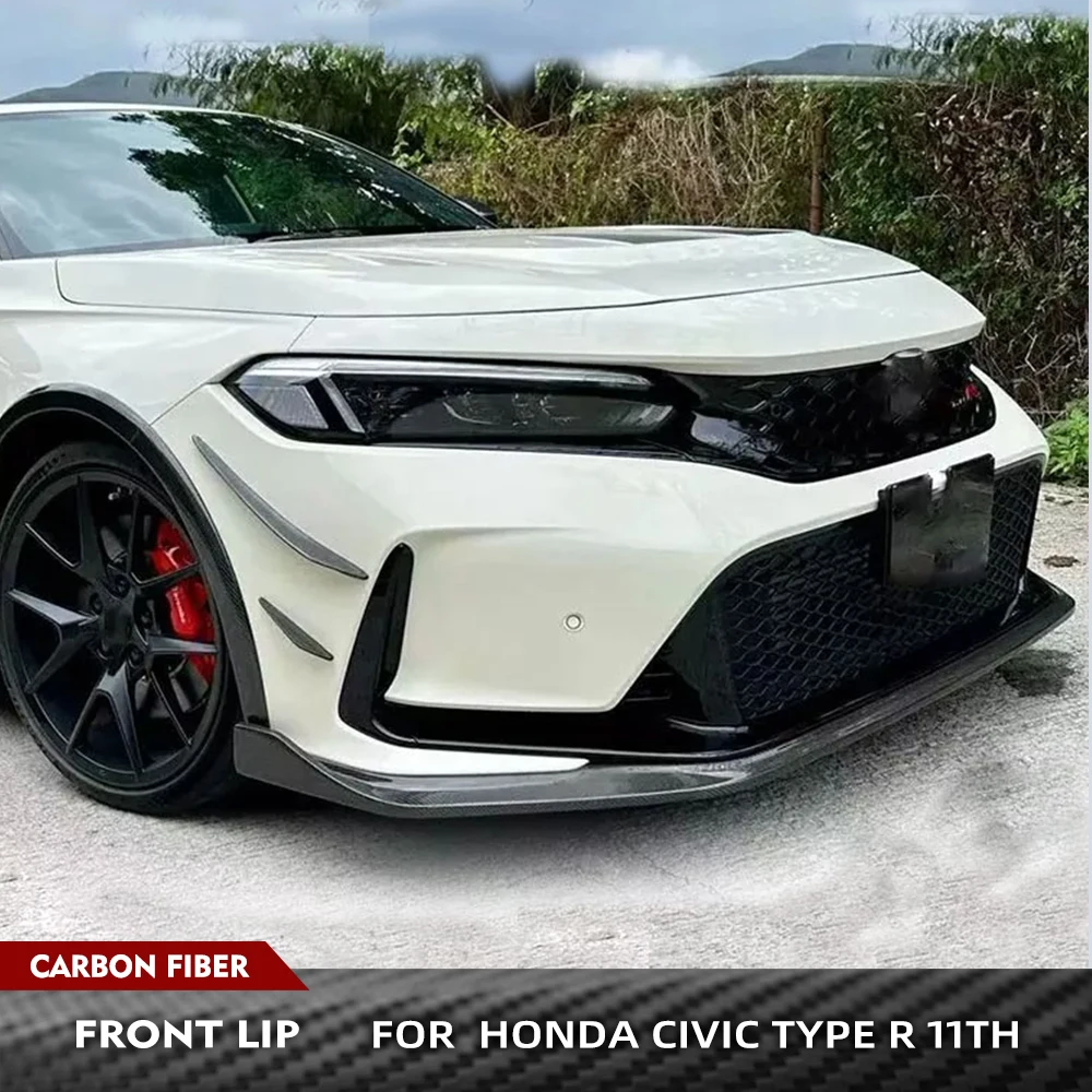 Car Front Bumper Lip For Honda for Civic Type R 11th 2022 2023 Carbon Fiber Front Bumper Lip Spoiler Apron Splitters Protector