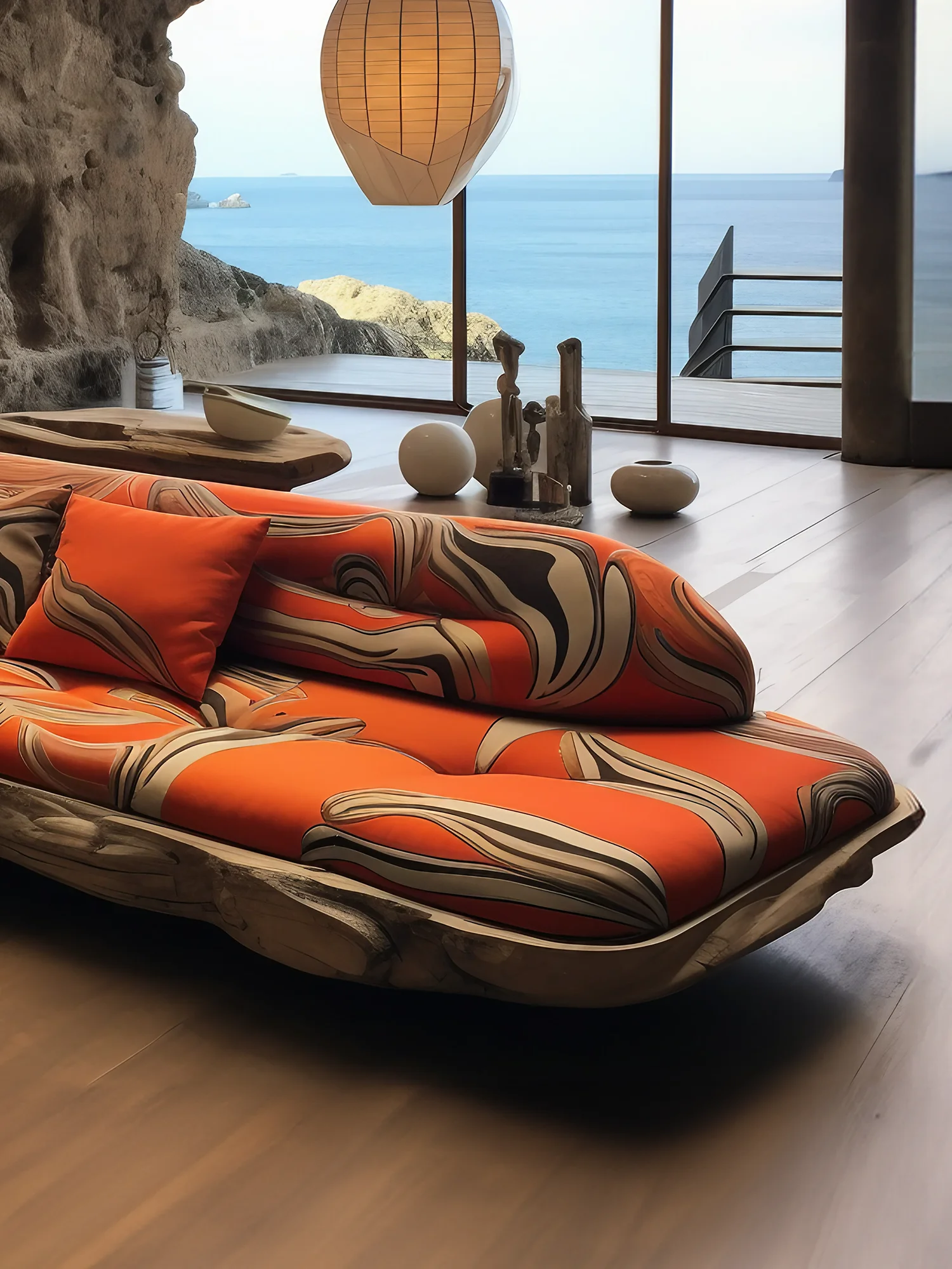 Artistic creative painted fabric sofa Italian light luxury furniture