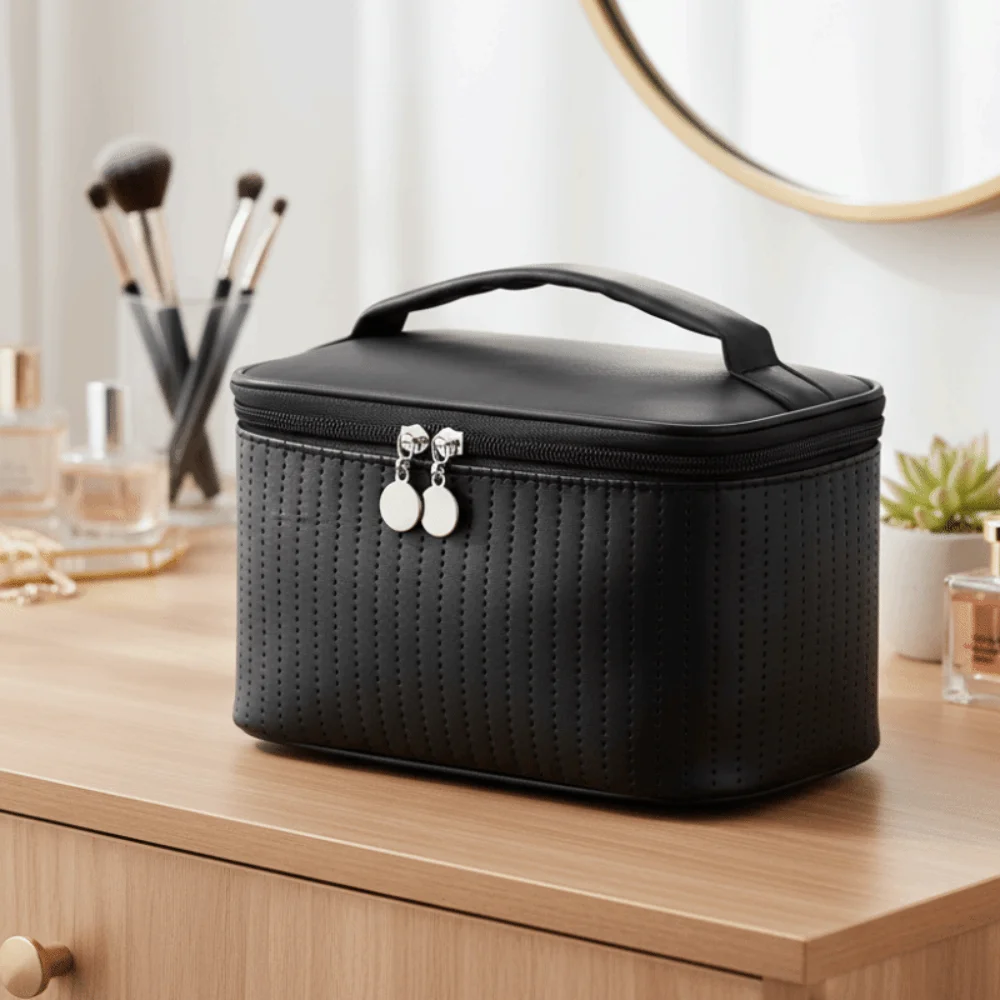 Multipurpose Travel Wash Storage Bag Large Capacity Solid Color Cake Cosmetic Bag PU Leather Cute Toiletry Organizer Outdoor