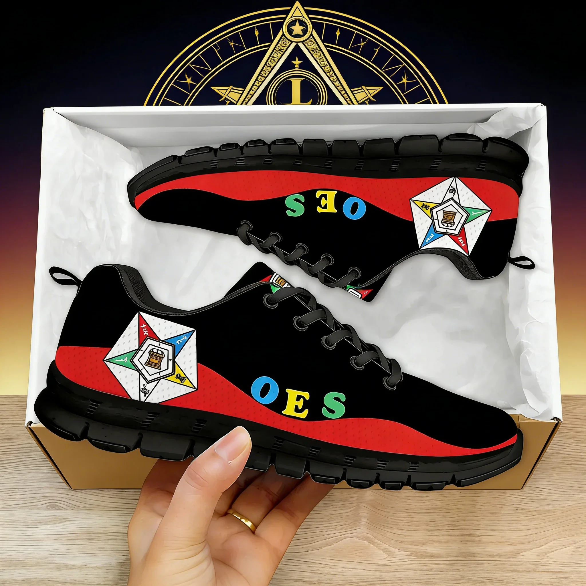 

OES Emblem Print Women's Casual Sneakers, Trendy Flat Shoes for Outdoor & Daily Wear