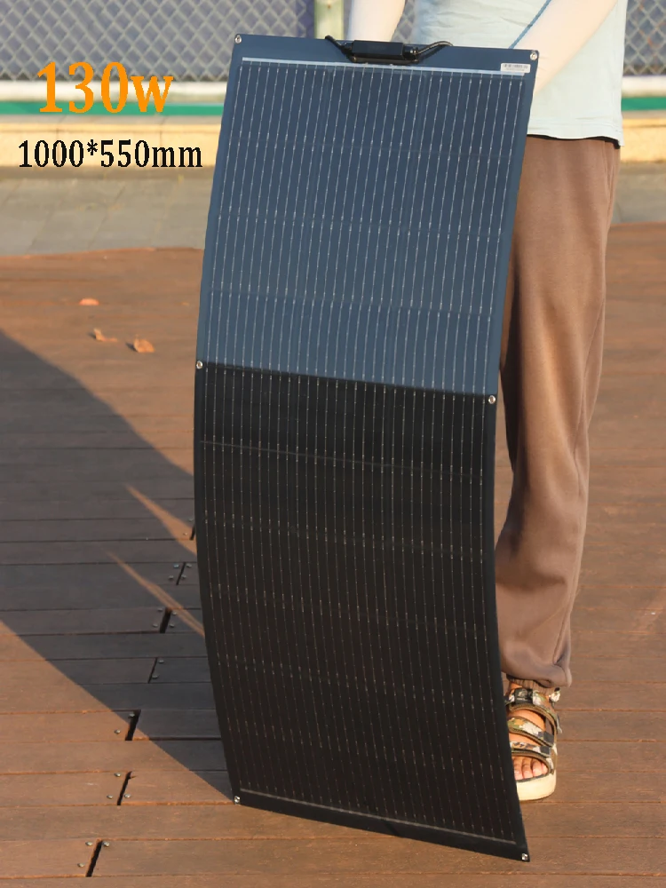 Elastyczny panel solarny 12V 130W 100W 80W monokrystaliczny panel fotowoltaiczny do kampera, RV, na balkon, do domu, łodzi, wodoodporny, idealny na podróże. — zdjęcie produktu 7
