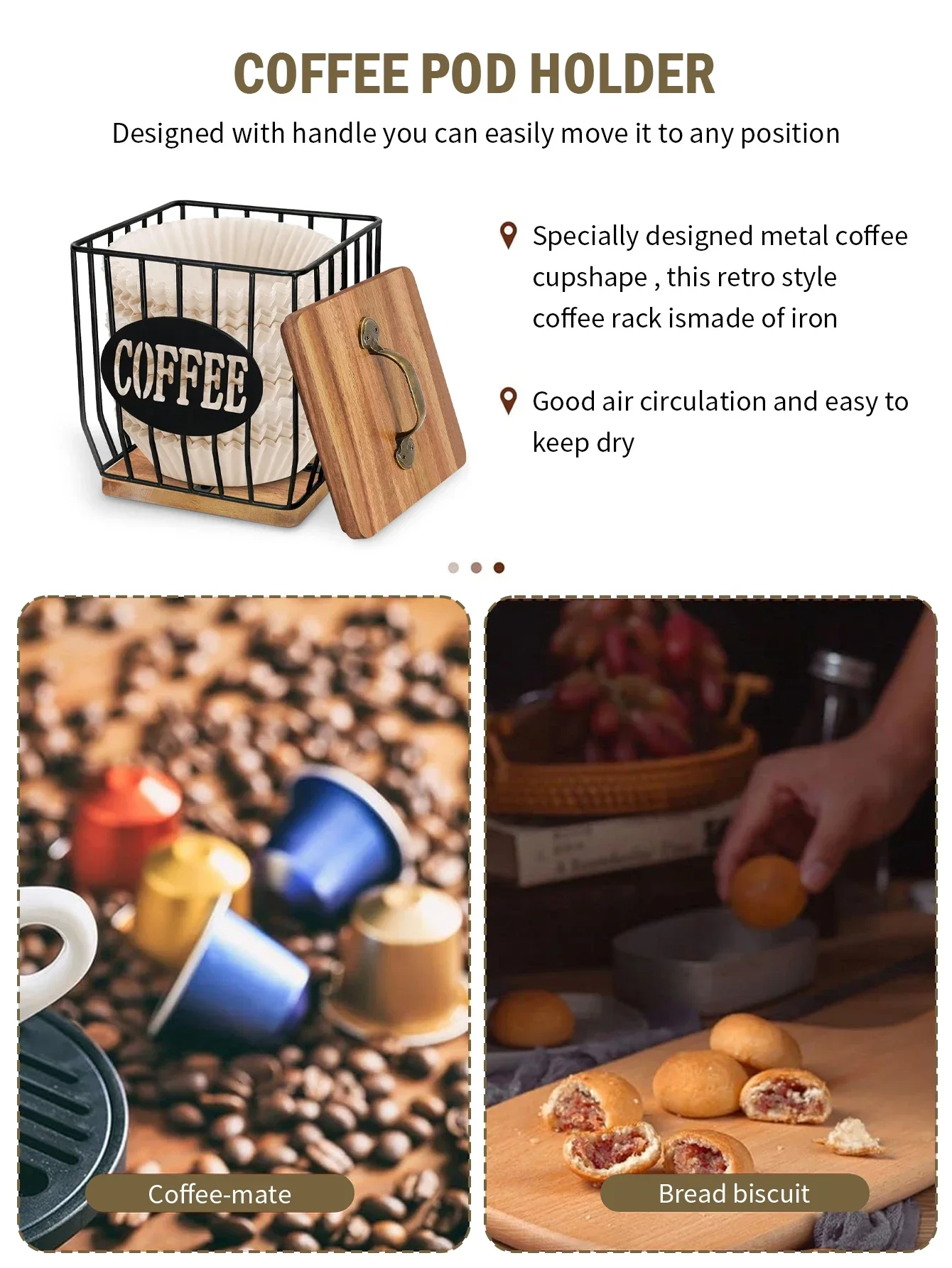 Coffee Capsule Basket Coffee Capsule Holder Coffee Filter Storage Container Basket Coffee Filter Holder with Lid Storage Baskets