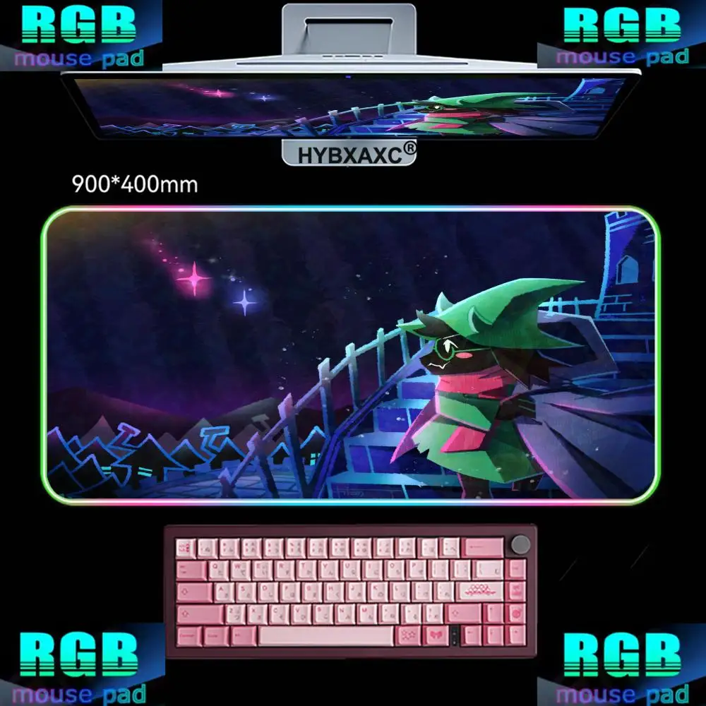 

RGB Mousepad Deltarune Computer Game Mouse Pad Gaming Accessories Large Non-Slip Printing Deskmat Keyboard Pad PC Anime Mousepad