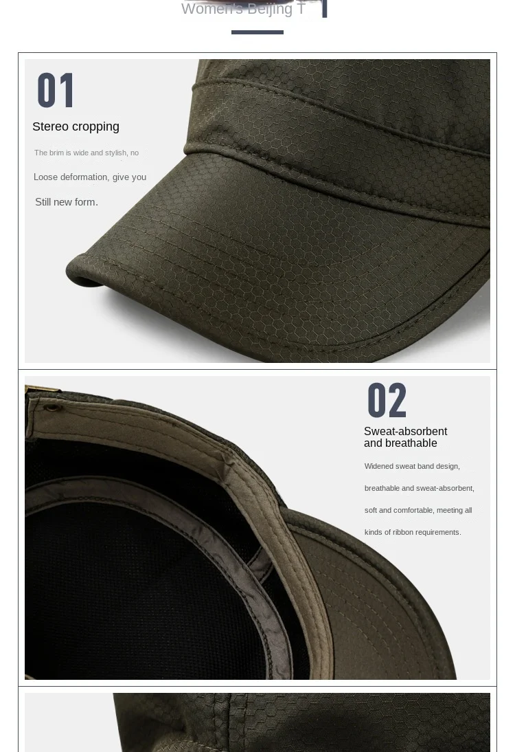 Atmungsaktive Mesh-Kappen für Männer und Frauen, Kadettenmütze, Flacher Schirm für Große Köpfe Schnell Trocknende Mütze Übergröße 56-59cm, 60-65cm – Detail 4