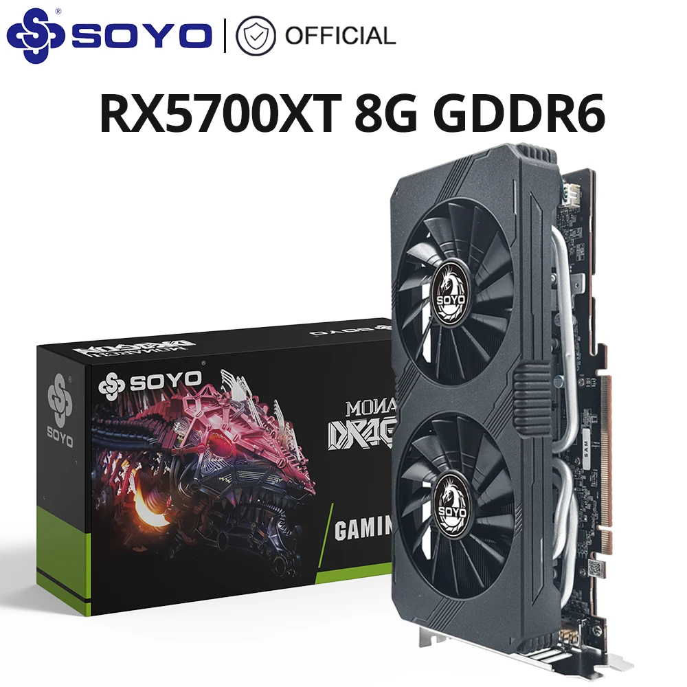 SOYO Новая RX5700XT 8G GDDR6 Память 256Bit HDMI-совместимый DP PCIE3.0x16 для игрового компьютера